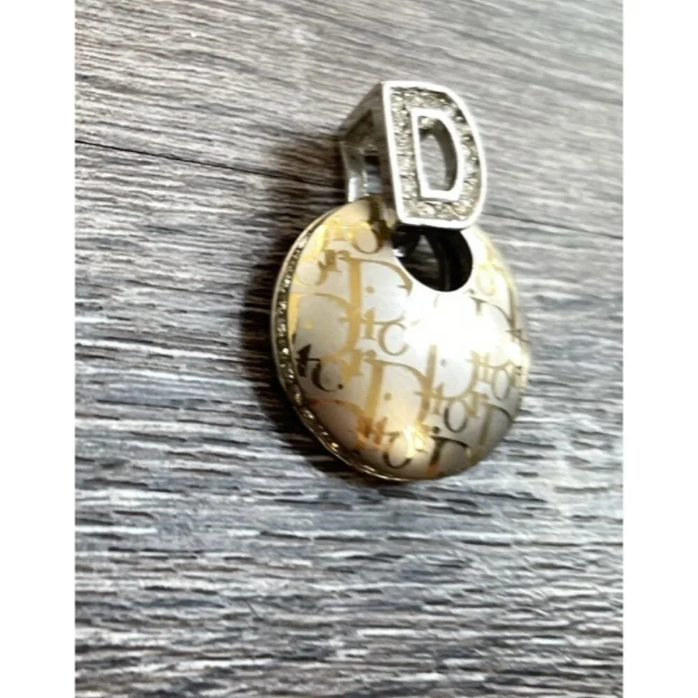 Vintage Christian Dior Women’s Silver/Gold Tone  Pendant White Stone - Picture 6 of 9